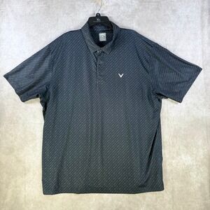 Callaway Polo Shirt Mens XXL Black Opti-Dri Short Sleeve Golf Club Print Logo